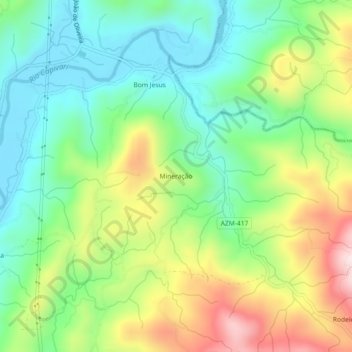 Mappa topografica Mineração, altitudine, rilievo