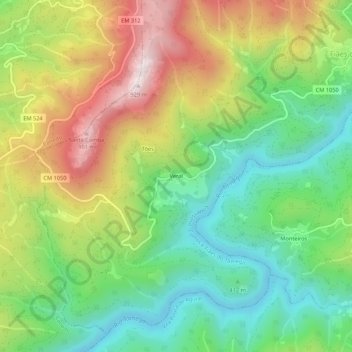 Mappa topografica Veral, altitudine, rilievo