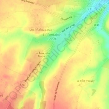 Mappa topografica La Vallée, altitudine, rilievo