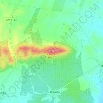 Mappa topografica Barrada, altitudine, rilievo
