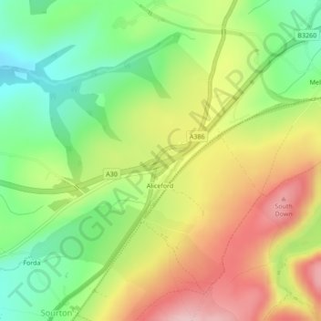 Mappa topografica Sourton Down, altitudine, rilievo