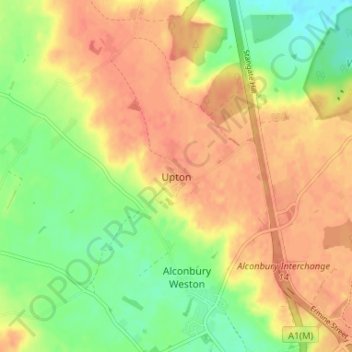 Mappa topografica Upton, altitudine, rilievo