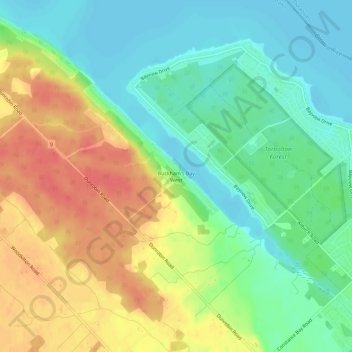 Mappa topografica Buckham's Bay West, altitudine, rilievo