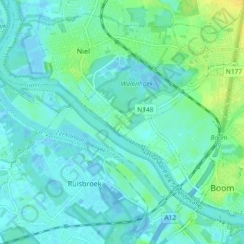 Mappa topografica Hellegat, altitudine, rilievo