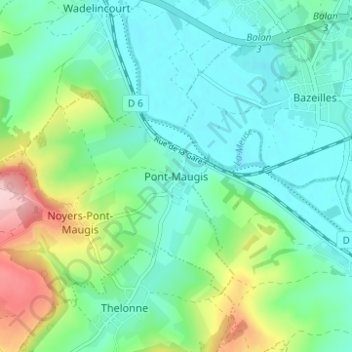 Mappa topografica Pont-Maugis, altitudine, rilievo