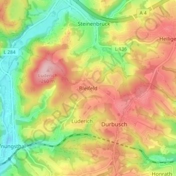Mappa topografica Bleifeld, altitudine, rilievo