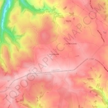 Mappa topografica Les Cabanes, altitudine, rilievo