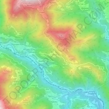 Mappa topografica Gisola, altitudine, rilievo