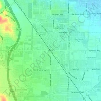 Mappa topografica Arbor, altitudine, rilievo
