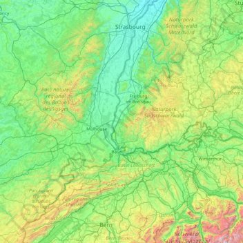 Mappa topografica Markgräflerland, altitudine, rilievo