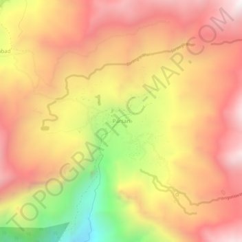 Mappa topografica Parsan, altitudine, rilievo