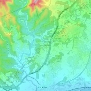 Mappa topografica Corral d'en Tort, altitudine, rilievo