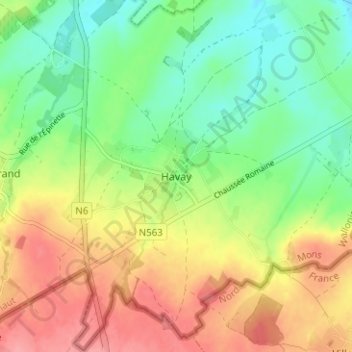 Mappa topografica Havay, altitudine, rilievo