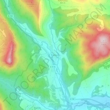 Mappa topografica Antoñana, altitudine, rilievo