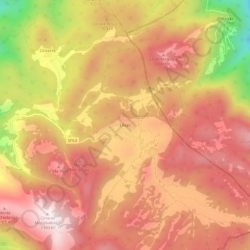 Mappa topografica I Prati, altitudine, rilievo