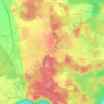 Mappa topografica Kleinhelfendorf, altitudine, rilievo