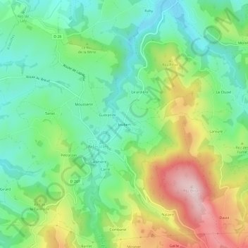 Mappa topografica Joubert, altitudine, rilievo