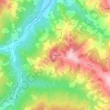 Mappa topografica Montespecchio, altitudine, rilievo