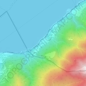 Mappa topografica Caviano, altitudine, rilievo