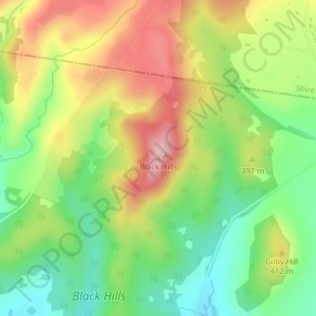 Mappa topografica Black Hills, altitudine, rilievo