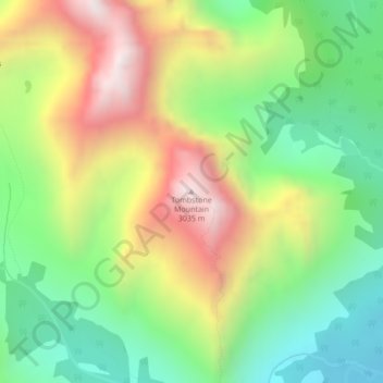Mappa topografica Tombstone Mountain, altitudine, rilievo