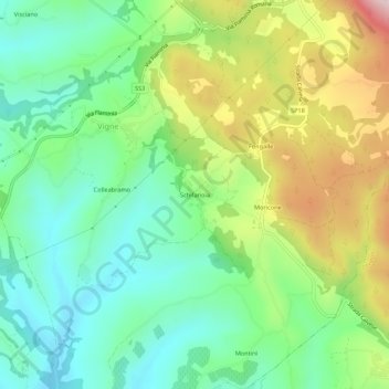 Mappa topografica Schifanoia, altitudine, rilievo