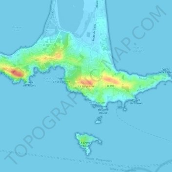 Mappa topografica La Polynésie, altitudine, rilievo