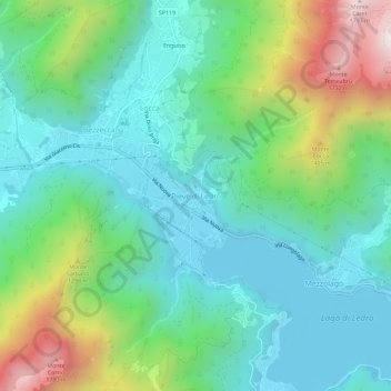 Mappa topografica Pieve di Ledro, altitudine, rilievo