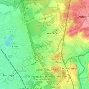 Mappa topografica Feldhausen, altitudine, rilievo
