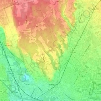 Mappa topografica Campaccio, altitudine, rilievo