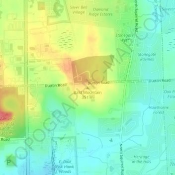 Mappa topografica Bald Mountain, altitudine, rilievo