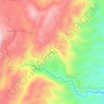 Mappa topografica Obo, altitudine, rilievo