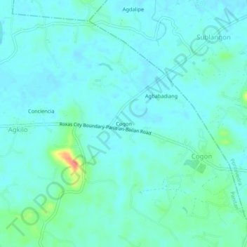Mappa topografica Cogon, altitudine, rilievo