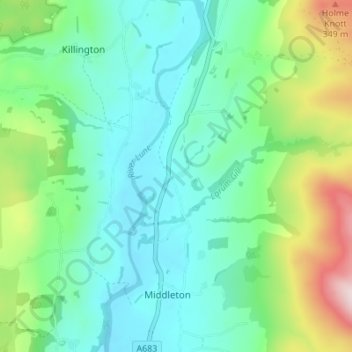 Mappa topografica Middleton Hall, altitudine, rilievo