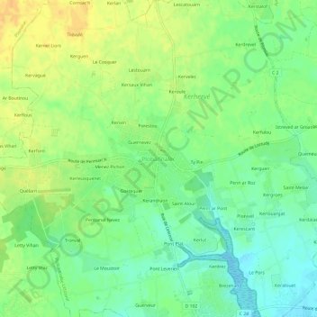 Mappa topografica Plobannalec, altitudine, rilievo