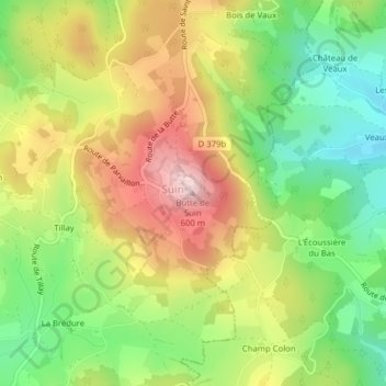 Mappa topografica Butte de Suin, altitudine, rilievo