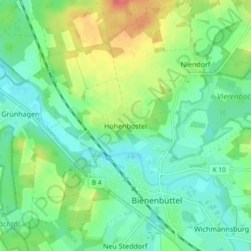 Mappa topografica Hohenbostel, altitudine, rilievo
