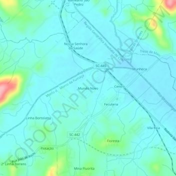 Mappa topografica Mundo Novo, altitudine, rilievo