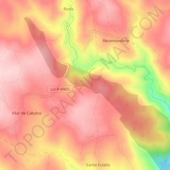Mappa topografica Coto de Ceduras, altitudine, rilievo
