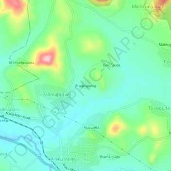 Mappa topografica Pradhaputtu, altitudine, rilievo
