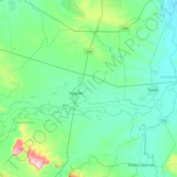 Mappa topografica Pak Thong Chai, altitudine, rilievo