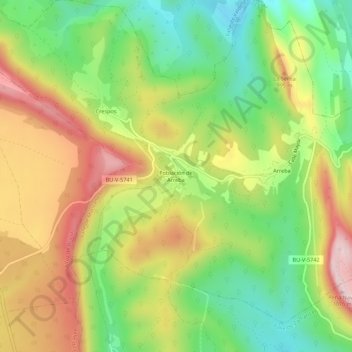 Mappa topografica Población de Arreba, altitudine, rilievo
