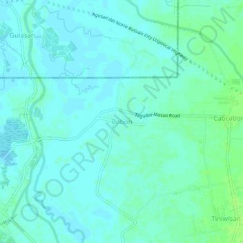 Mappa topografica Bobon, altitudine, rilievo