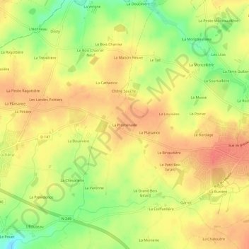 Mappa topografica La Promenade, altitudine, rilievo