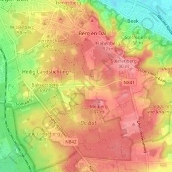 Mappa topografica De Meerwijk, altitudine, rilievo