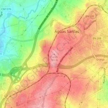 Mappa topografica Corim, altitudine, rilievo