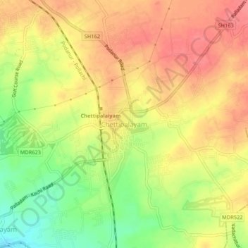 Mappa topografica Chettipalayam, altitudine, rilievo