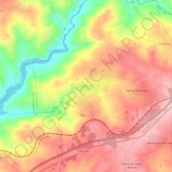 Mappa topografica Papízios, altitudine, rilievo
