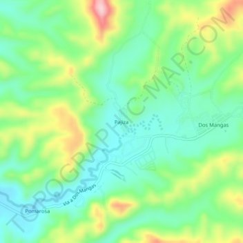Mappa topografica Pajiza, altitudine, rilievo