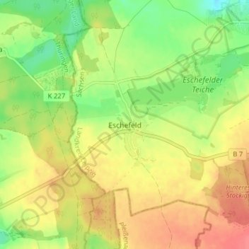 Mappa topografica Eschefeld, altitudine, rilievo